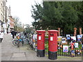 TL4458 : Pillar boxes and posters in Cambridge by Richard Humphrey