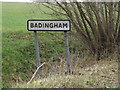 TM3067 : Badingham Village Name sign on the A1120 by Geographer