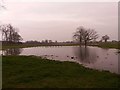 SJ7562 : Flooded fields at Springbank Farm  by Stephen Craven