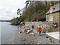 SW7727 : High tide at Durgan slipway by David Hawgood