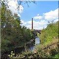 SJ9398 : River, viaduct and chimney by Gerald England