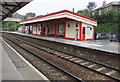 SW7042 : Red and white building on platform 1, Redruth railway station by Jaggery