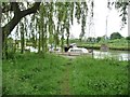 TL2097 : Moored boat, north bank, River Nene, Peterborough by Christine Johnstone