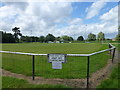 SU1659 : Railings around Pewsey football ground by Richard Humphrey