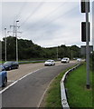 SN5707 : Vehicles approaching the western end of the M4 motorway at Pont Abraham by Jaggery