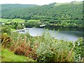 SN6979 : The Cwm Rheidol reservoir from the train by Derek Voller