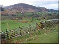 NY2420 : Gate to an unmapped path across fields, Newlands valley by Christine Johnstone