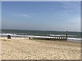 SZ0790 : Groyne on beach near Alum Chine by Jonathan Hutchins