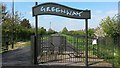 TQ4282 : Gate and sign on Greenway by David Martin