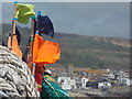 SY3391 : Lyme Regis: fishing stuff at The Cobb by Chris Downer