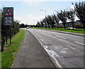 SM9107 : Warning sign - skid risk for 2 miles, Steynton Road, Milford Haven by Jaggery