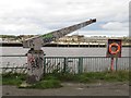 NZ3365 : Disused boat hoist, Jarrow riverside by Graham Robson