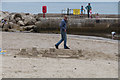 SY3391 : Front Beach and harbour wall at Cobb, Lyme Regis by Kate Jewell