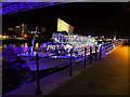 SJ8097 : Illuminated Boat at Salford Quays Central Wharf by David Dixon