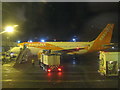 NT1473 : Edinburgh Airport - the apron at night by M J Richardson