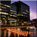 TQ3780 : View of Aether & Hemera's 'Voyage' - a flotilla installation in Heron Quay, London by J W