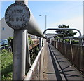 SZ1593 : Manufacturer's name on a tubular footbridge,  Christchurch by Jaggery