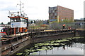 ST1974 : Repairing lock gates, Roath Basin by M J Roscoe