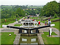 SP6989 : Staircase locks and farmland at Foxton in Leicestershire by Roger  D Kidd