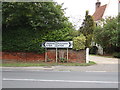 TL9226 : Roadsigns on the A1124 Fordstreet Hill by Geographer