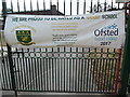 TQ0196 : Banner outside The Russell School, Chorleywood by David Hillas