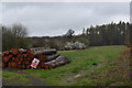 SU6987 : Log pile at Priest Hill, Nettlebed Common by Simon Mortimer