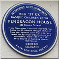 ST3490 : Pendragon House blue plaque, 18 Cross Street, Caerleon by Jaggery