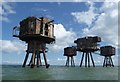 TR0779 : Red Sands Maunsell Fort - Control and four Gunnery Towers by Rob Farrow