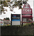 ST1580 : Travelodge and Toby Carvery name signs, Whitchurch, Cardiff by Jaggery