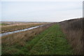 TQ9692 : Path and borrow dyke on Wallasea Island by Trevor Harris