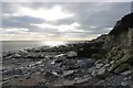 TV6096 : Smashed and broken groynes at Holywell, Eastbourne by Andrew Diack