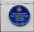 SS7597 : Freemasons blue plaque, Queen Street, Neath by Jaggery