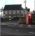 SO2914 : Red phonebox, Brecon Road, Abergavenny by Jaggery