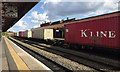 SP3165 : Container freight rolling northwest through Leamington Spa station by Robin Stott