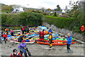 SH5571 : Sea kayaks at Menai Bridge slipway by Andy Waddington