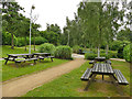 SE2731 : Picnic tables, City West, Leeds by Stephen Craven