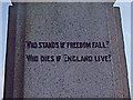 SK2503 : Inscription 3, Great War Memorial, Pooley Hall Colliery near Polesworth by Jean Nicholson