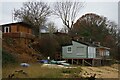 TM1732 : Beach huts along the Stour at Wrabness by Christopher Hilton