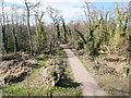 TG3227 : Looking down to Weavers Way from former Railway bridge by David Pashley