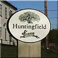 TM3473 : Huntingfield village sign by Adrian S Pye