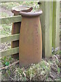 NY9724 : Not so old Boundary Marker on the north bank of the River Tees by Mike Rayner