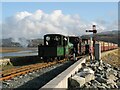 SH5738 : Train approaching Porthmadog by Adrian Taylor