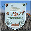 TL8093 : Mundford village sign (south face) by Adrian S Pye