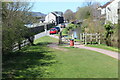 SO0527 : Tow path joins road on approach to bridge 165 by M J Roscoe