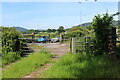 SO3011 : Gates to A4042, Llanellen by M J Roscoe