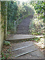 TQ7570 : Footpath crossing of old railway, Upnor by Robin Webster