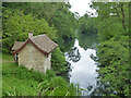 SO8101 : Boat house on Middle Pond, Woodchester Park by Chris Allen