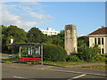 SZ0291 : Clock tower and bus shelter, Poole by Malc McDonald