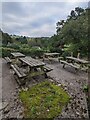 SO4200 : Four picnic tables in Llangwm, Monmouthshire by Jaggery