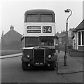 SJ3385 : New Ferry (Great Eastern Hotel) bus terminus  1971 by Alan Murray-Rust